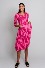 DRESS SMASH 3/4 SLEEVE PCKT PRINT ADC544 - fuchsia