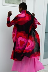 COAT LONG COLLARE AC2404 - pink roses