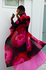 COAT LONG COLLARE AC2404 - pink roses