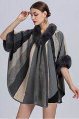 CAPE MELODY WOOL BLEND - grey pearl