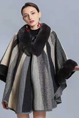 CAPE MELODY WOOL BLEND - grey pearl