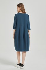 DRESS PETITE DIAGONAL SEAM - deep teal