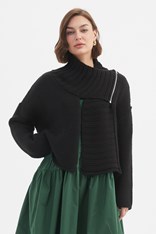 CARDI ZIP COLLAR KNIT - black