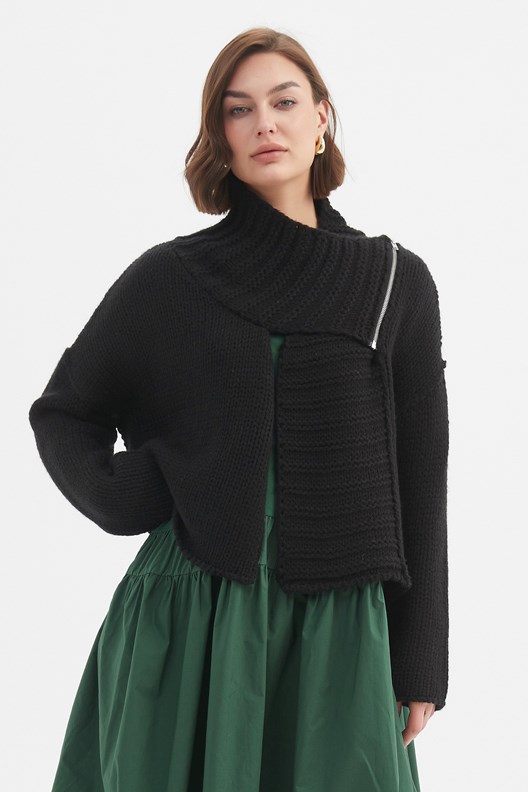 CARDI ZIP COLLAR KNIT