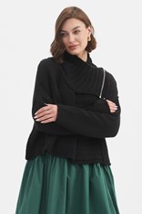 CARDI ZIP COLLAR KNIT - black