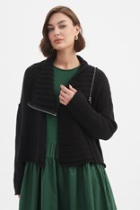 CARDI ZIP COLLAR KNIT - black