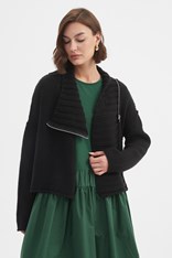 CARDI ZIP COLLAR KNIT - black
