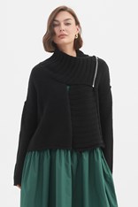 CARDI ZIP COLLAR KNIT - black