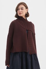 CARDI ZIP COLLAR KNIT - aubergine