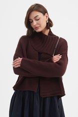 CARDI ZIP COLLAR KNIT - aubergine