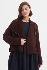 CARDI ZIP COLLAR KNIT - aubergine