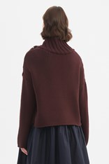 CARDI ZIP COLLAR KNIT - aubergine