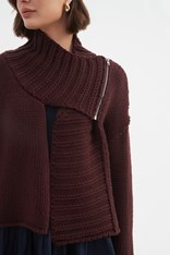 CARDI ZIP COLLAR KNIT - aubergine