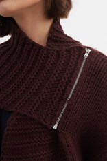 CARDI ZIP COLLAR KNIT - aubergine