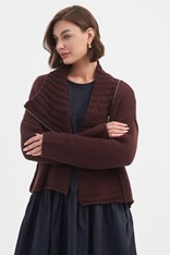CARDI ZIP COLLAR KNIT - aubergine