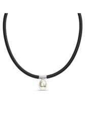 NECKLACE BLACK CORD PEARL 16 INCH N11799