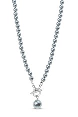NECKLACE 18INCH PEARL RING AND TOGGLE N1 - rhodium
