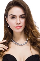 NECKLACE PEARL 17 INCH N11892H - grey