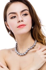 NECKLACE PEARL 17 INCH N11892H - grey