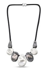 NECKLACE 7 FRINGES NW233 - black silver