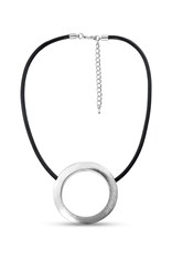 NECKLACE BIG CIRCLE PENDANT NXS166 - black silver