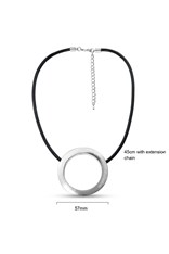 NECKLACE BIG CIRCLE PENDANT NXS166 - black silver