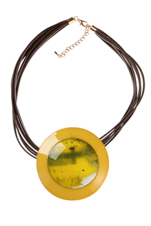 NECKLACE DISC MUSTARD N442214